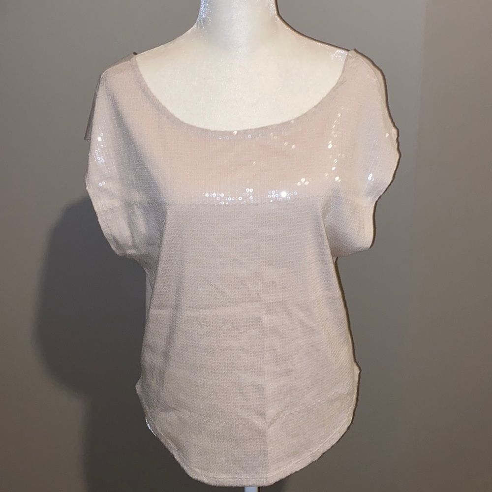 Cream Sequin Top Low Back